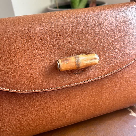 Vintage Gucci Bamboo Tan Leather Shoulder Bag - Picture 7 of 16